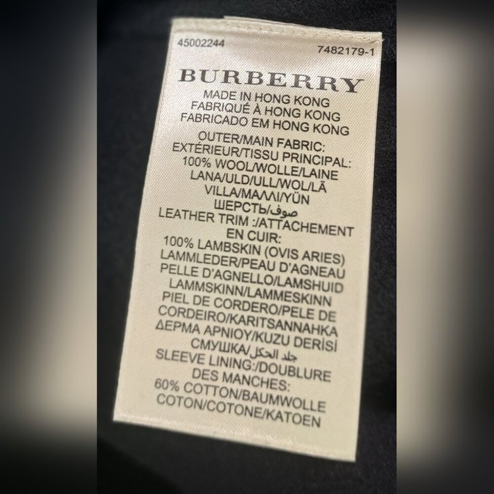 Burberry Brit Women's Sweater Wool Lambskin Leather Sleeves Black Size XS - Picture 3 of 14